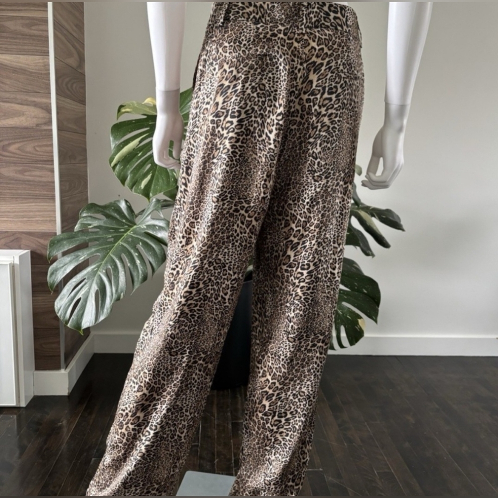 NWT Ronny Kobo Women's Micah Pants Leopard Medium Wide Leg Medium 29"W - Picture 6 of 13